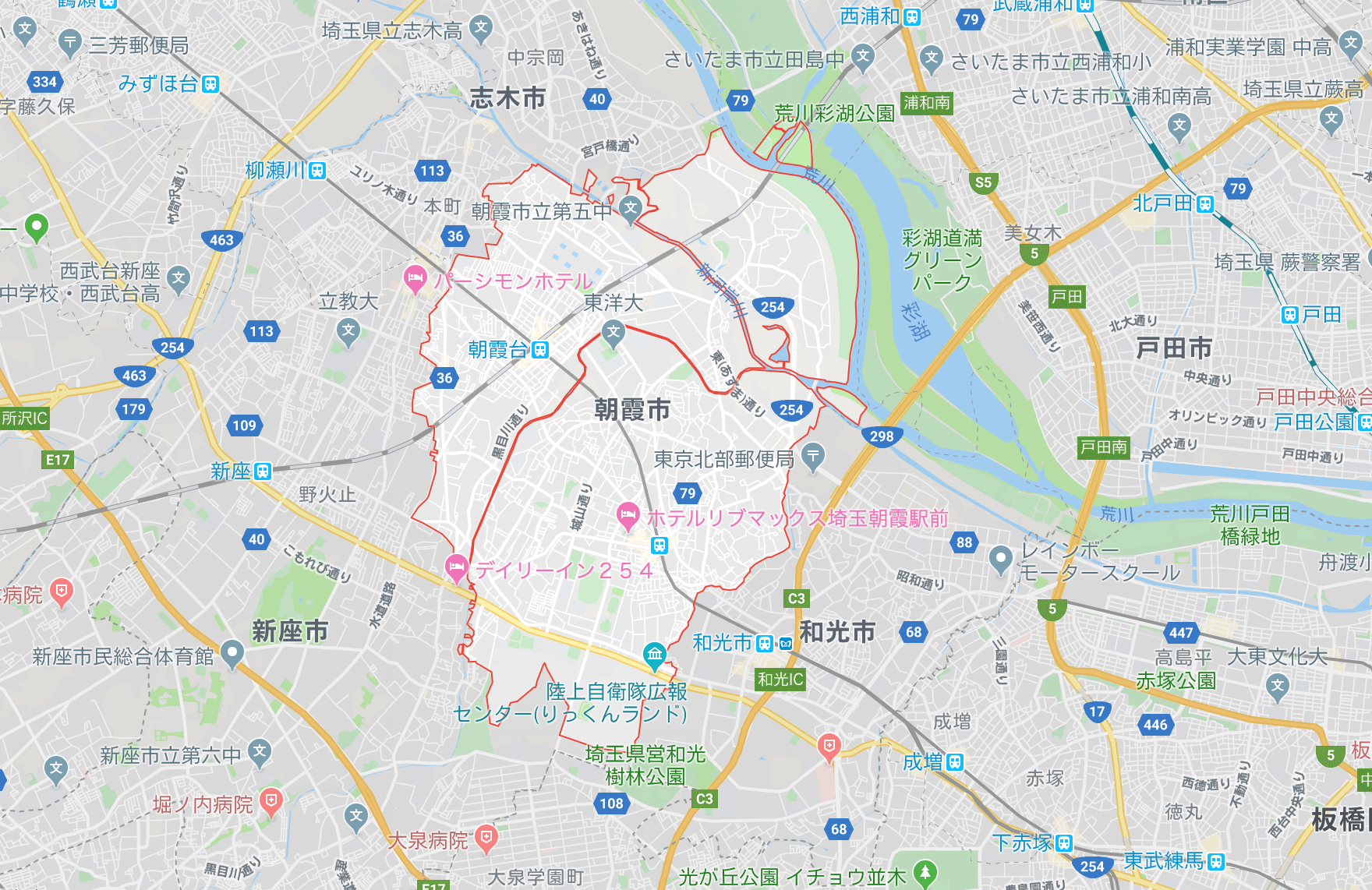 埼玉県朝霞市,地図