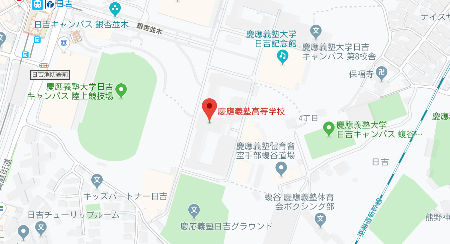 那須雄登, 慶応義塾高等学校,地図