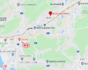 藤井風の里庄中学校の地図