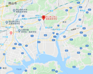 藤井風の岡山城東高等学校の地図